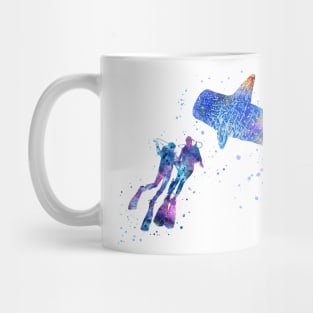 Scuba divers, whale Mug